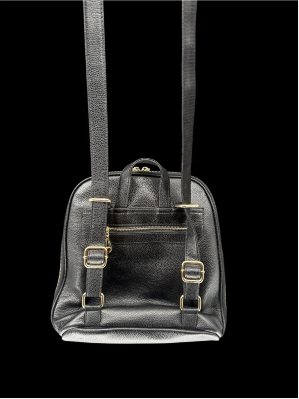 Women's COOLCY Quilted Leather Backpack, One Size, Black and Gold